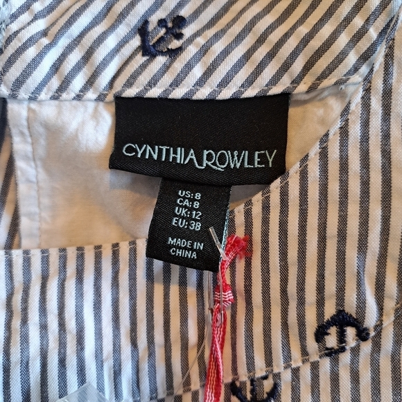 Cynthia Rowley women's size 8 blue and white seersucker lined dress nautical NWT - Picture 5 of 7